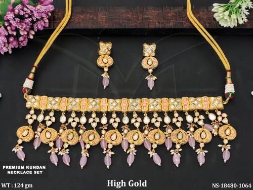 raditional Kundan Bridal Necklace Set with Emerald Drops 