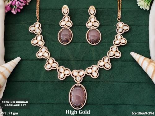 Premium Kundan  High Gold Polish   Necklace Set 