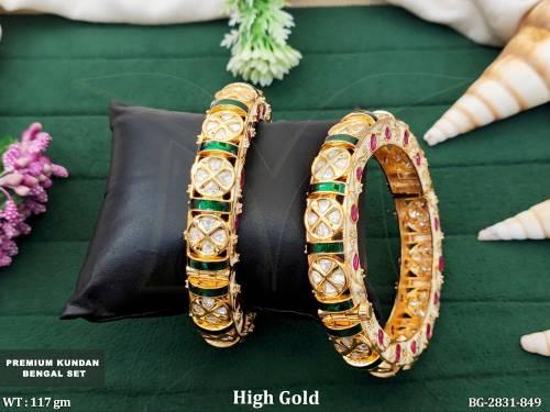 Premium Kundan Bengal Set in High Gold Finish