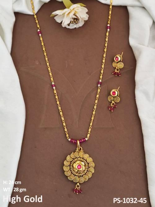 chakri round antique pendant set detail