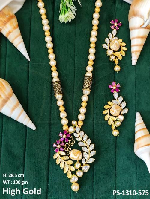 Oval Leafy Designer Pendant Set — PS-1310-575