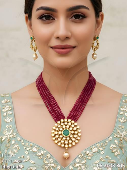 round stone long designer pendant detail