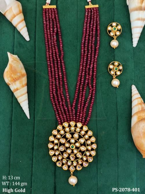 long round base triangular stone designer pendant detail