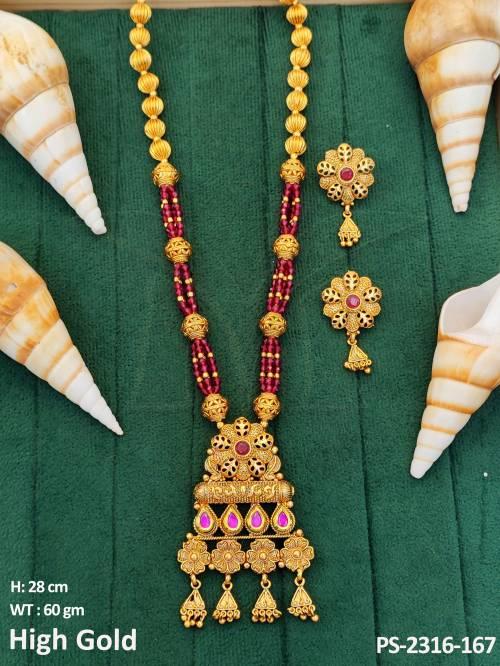 Flower Design Ruby green Antique Pendant set — PS-2316-167