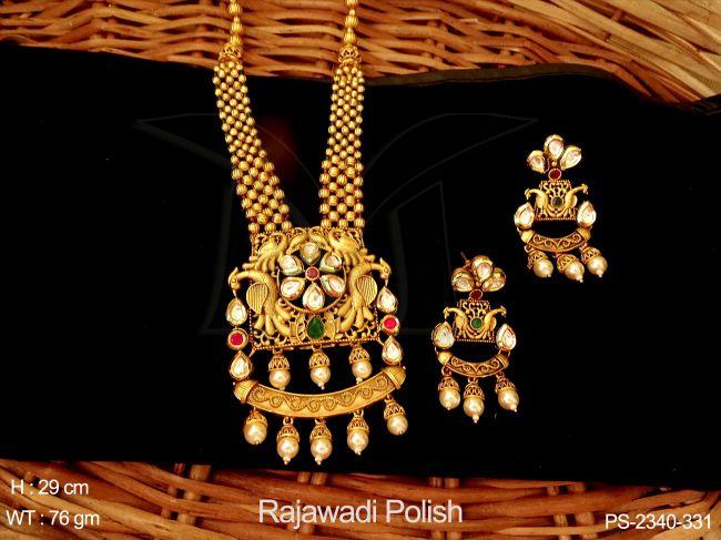 Peacock artificial rajwadi polish design pendant set