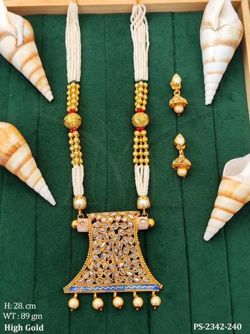 paan pearl design polki pendant set