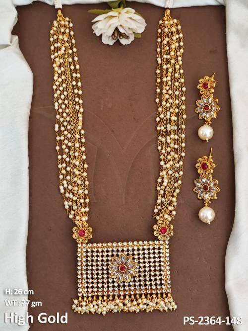 Fancy square pearl chain antique design pendant set