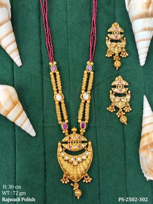 Traditional pipe design rajwadi polish antique design pendant set