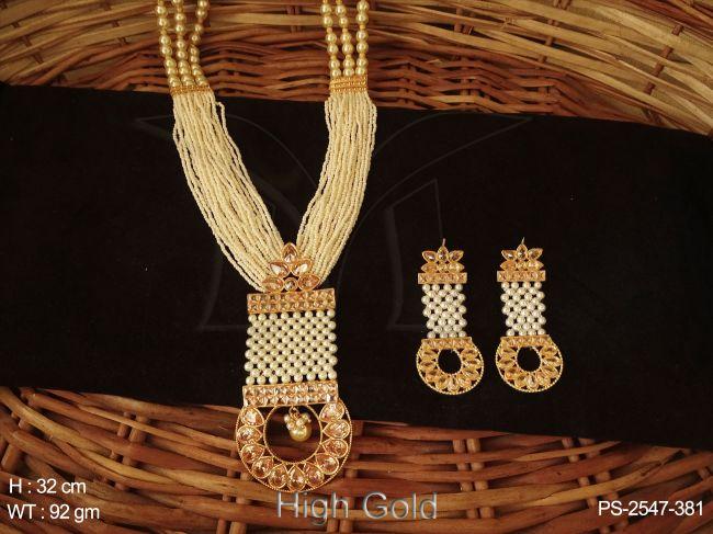 ball chain mala style with stone studded antique designer pendant set