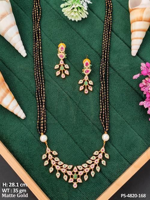 designer-matte-gold-polish-fancy-style-manglsutra-pendant-set-