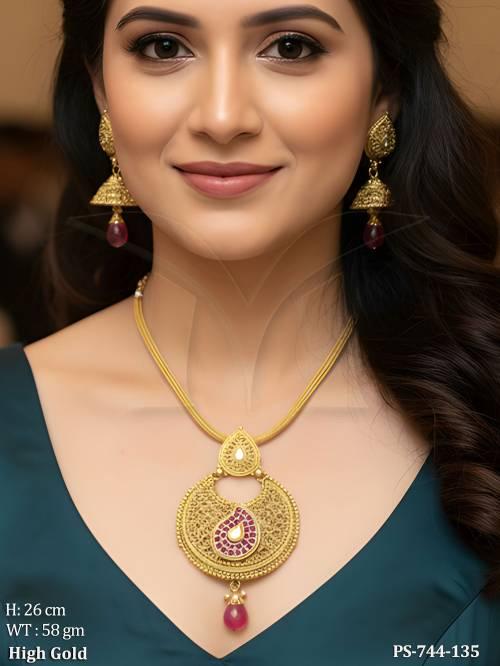 fancy-design-pendant-high-gold-polish-party-wear-long-antique-pendant-set