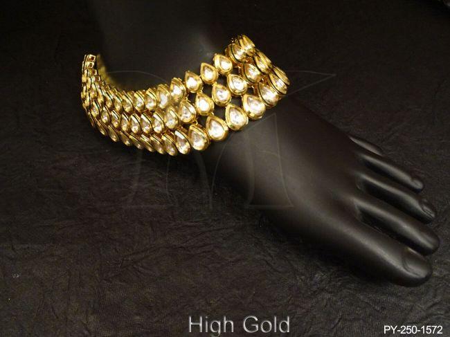 tri layer full stone kundan payal detail