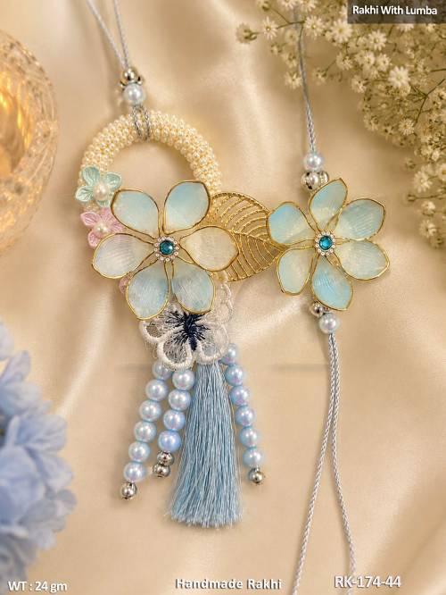 Handmade Pastel Floral Rakhi Set with Lumba