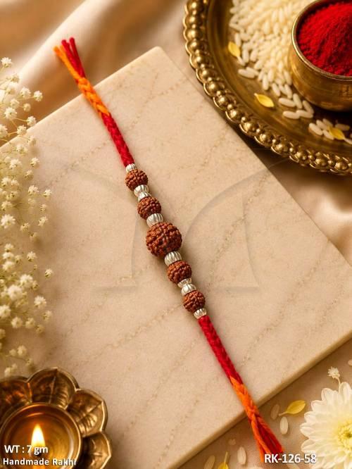 Premium Rudraksha Bead Designer Rakhi for Raksha Bandhan
