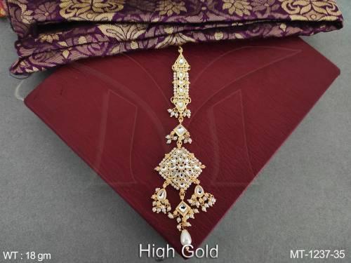 Beautiful Sheeshphoopl Design High Gold Polish Fancy Style Maang Tikka 