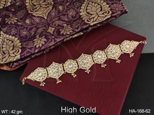 High Gold Polish Fancy Party wear Beautiful Hair Accessories Sheeshphool Kundan Matha Patti