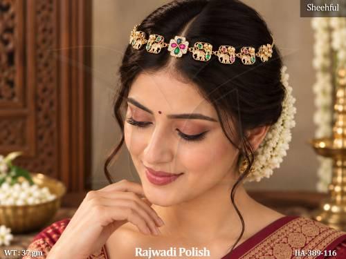 Rajwadi Polish Designer Hair Accessory With Elephant Motif