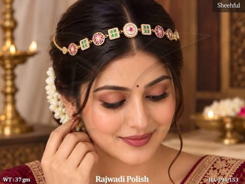 Royal Rajwadi Hair Chain With Elegant Kundan Style Design