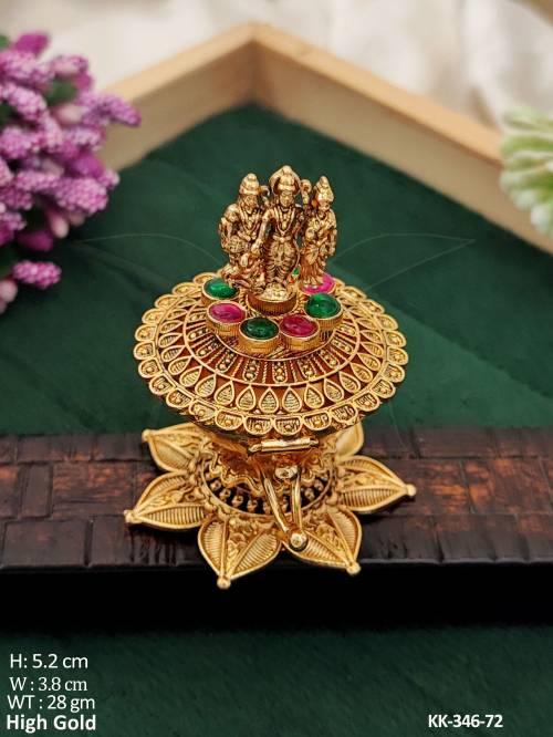 Temple Design High Gold Polish Party Wear Sindoor Box  