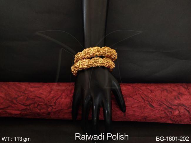 Designer Fancy Style Beautiful Rajwadi Polish Temple Bangle Set — BG-1601-202