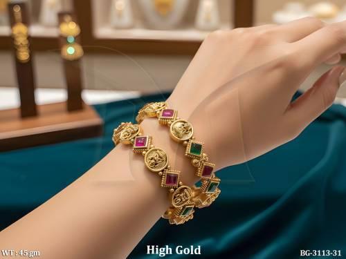 Premium Temple Style Coin Bangles for Women
