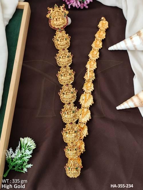 High Gold Temple Choti Set with Lakshmi Motif Design