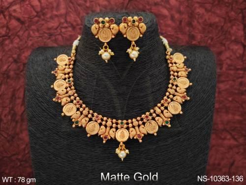 god-laxmi-coin-matte-gold-polish-designer-beautiful-temple-coin-short-necklace-set