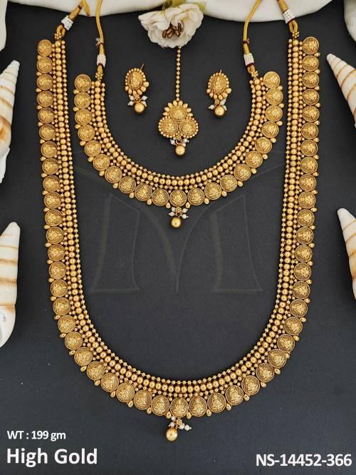 Temple Jewellery High Gold Polish Designer Temple Combo Necklace Set