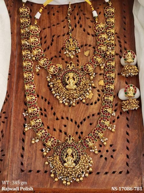 Temple Jewellery Designer Rajwadi Polish Fancy Style Necklace Set    