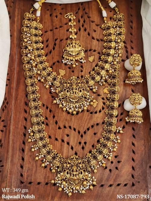 Temple Designer Rajwadi Polish Full Stone Necklace Set    