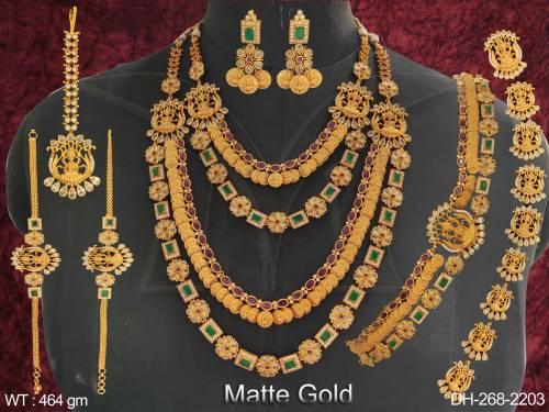 matte-gold-polish-designer-beautiful-party-wear-heavy-temple-dulhan-set