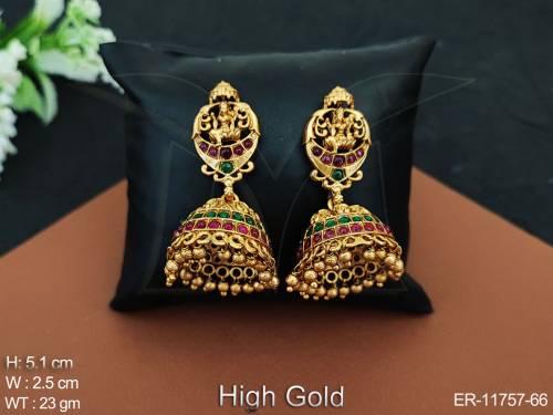 high-gold-polish-golden-clustered-pearl-desinger-fancy-style-temple-jewellery-jhumka-earring