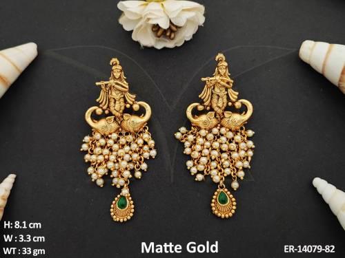 matte-gold-polish-clustered-pearl-designer-party-wear-temple-jewellery-temple-earring-