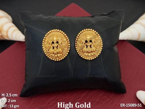 Temple Jewellery High Gold Polish Fancy South Style Earrings