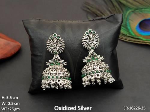 Temple Jewellery Oxidized Silver Designer Party wear Earrings  