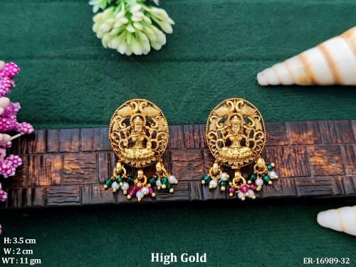Beautiful Designer High Gold Fancy Style Earrings   — ER-16989-32