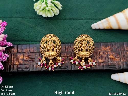 Beautiful Designer High Gold Fancy Style Earrings   — ER-16989-32