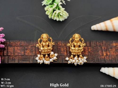 Temple Designer High Gold Polish Party Wear Earrings   