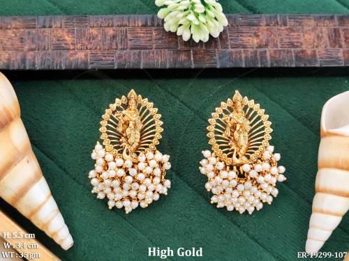 Antique Temple Jewelry Jhumka Earrings for Festive Wear