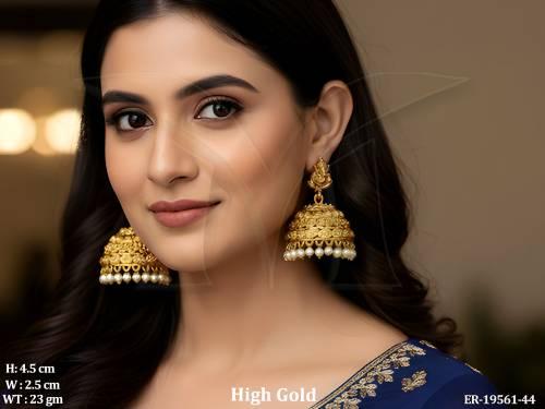 Traditional Lakshmi Motif Jhumka Earrings for Women