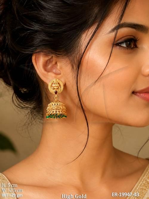 Designer Temple Goddess Jhumka Earrings for Women