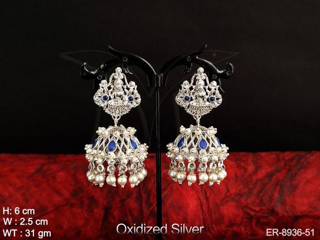 Antique Designer Oxidized Silver Polish Fancy Beautiful Party wear temple Earring