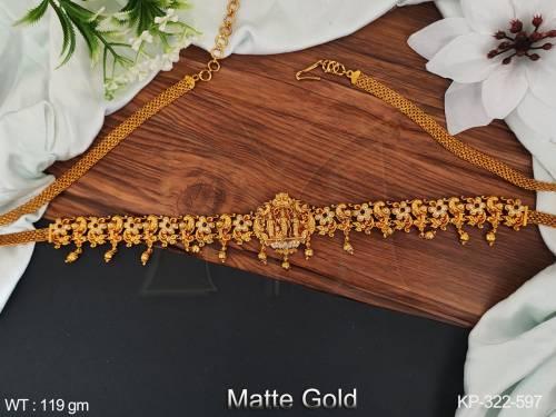 Temple Jewelry Matte Gold Polish Designer Beautiful Fancy Style KamarPatta