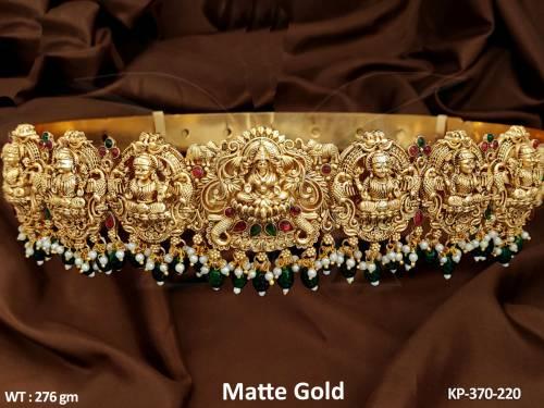 Matte Gold Polish Designer Wear Temple Kamar patta