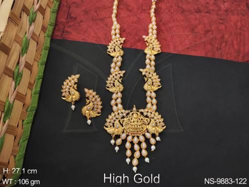 beautiful-stones-designer-high-gold-polish-fancy-long-temple-necklace-set