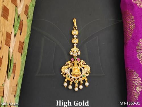 Temple Jewellery High Gold Polish Fancy Style  Party Wear Maang Tikka   — MT-1560-31