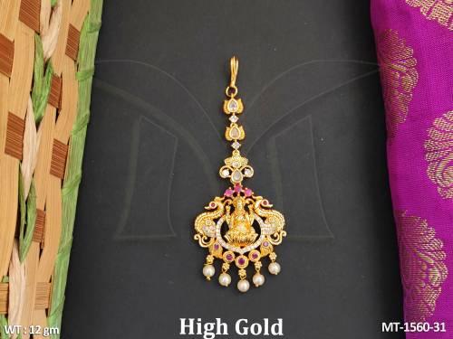 Temple Jewellery High Gold Polish Fancy Style  Party Wear Maang Tikka   — MT-1560-31