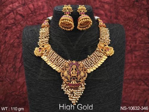 designer-temple-jewellery-fancy-style-high-gold-polish-temple-coin-long-necklace-set-