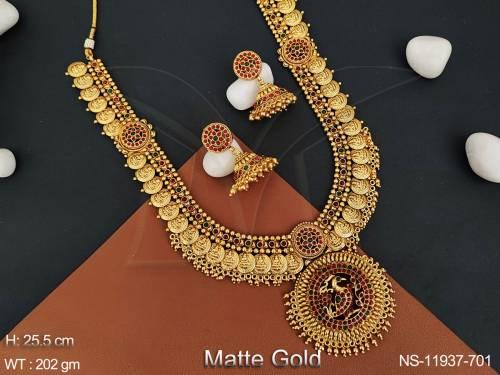 temple-jewellery-beautiful-matte-gold-polish-long-necklace-set-