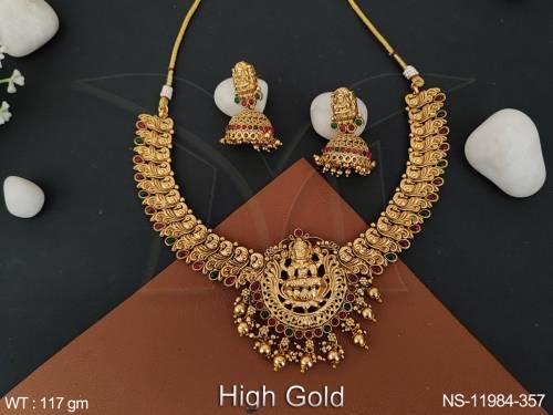 god-laxmi-pendant-high-gold-polish-fancy-style-party-wear-heavy-temple-jewellery-necklace-set-